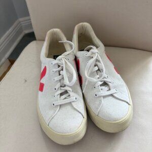 Veja Sneakers- White and Coral, Size 41, USA 10
